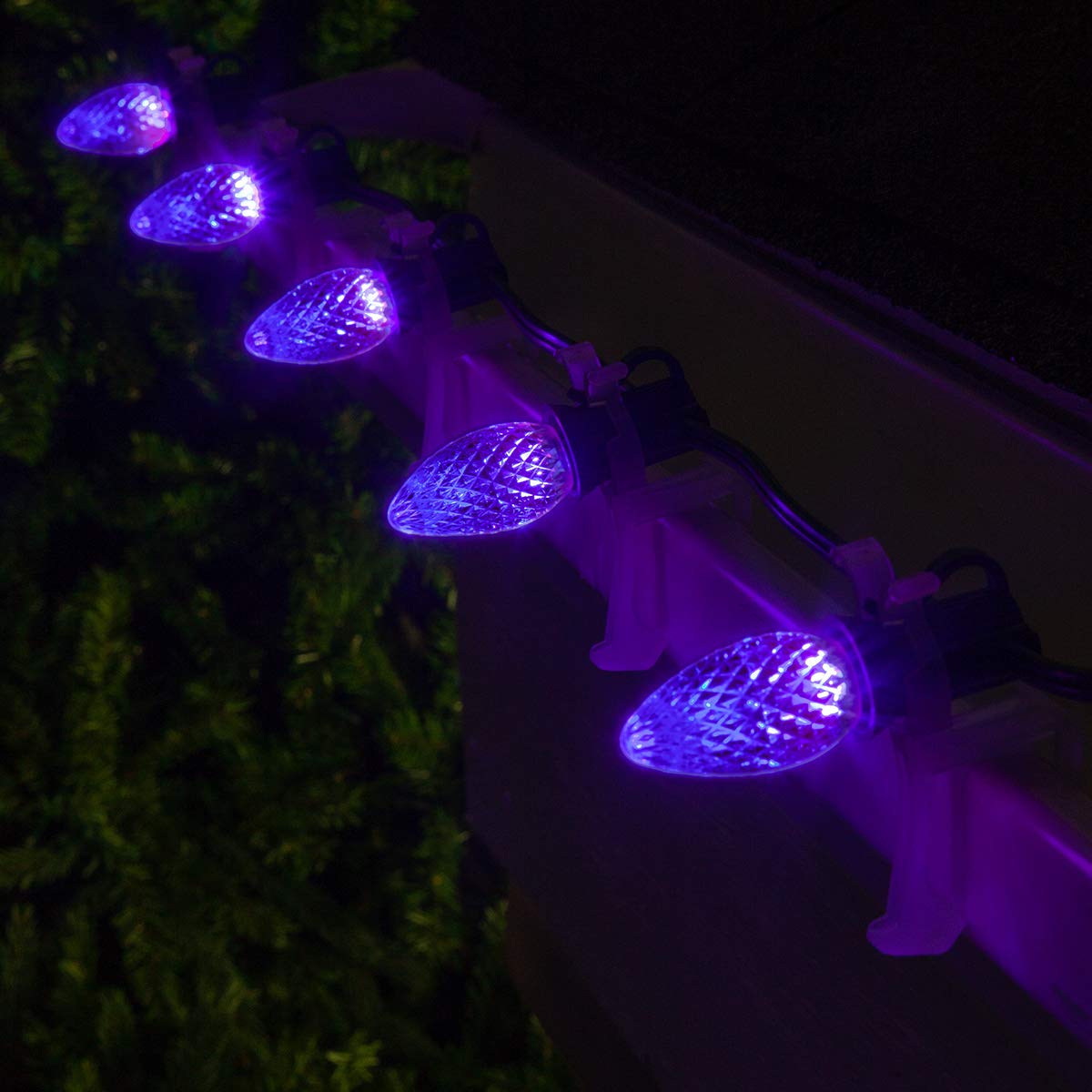 Kringle Traditions Purple C7 LED Christmas Light Bulbs - 25 Pack Dimmable SMD E12 Base Shatter Resistant Replacement Bulbs