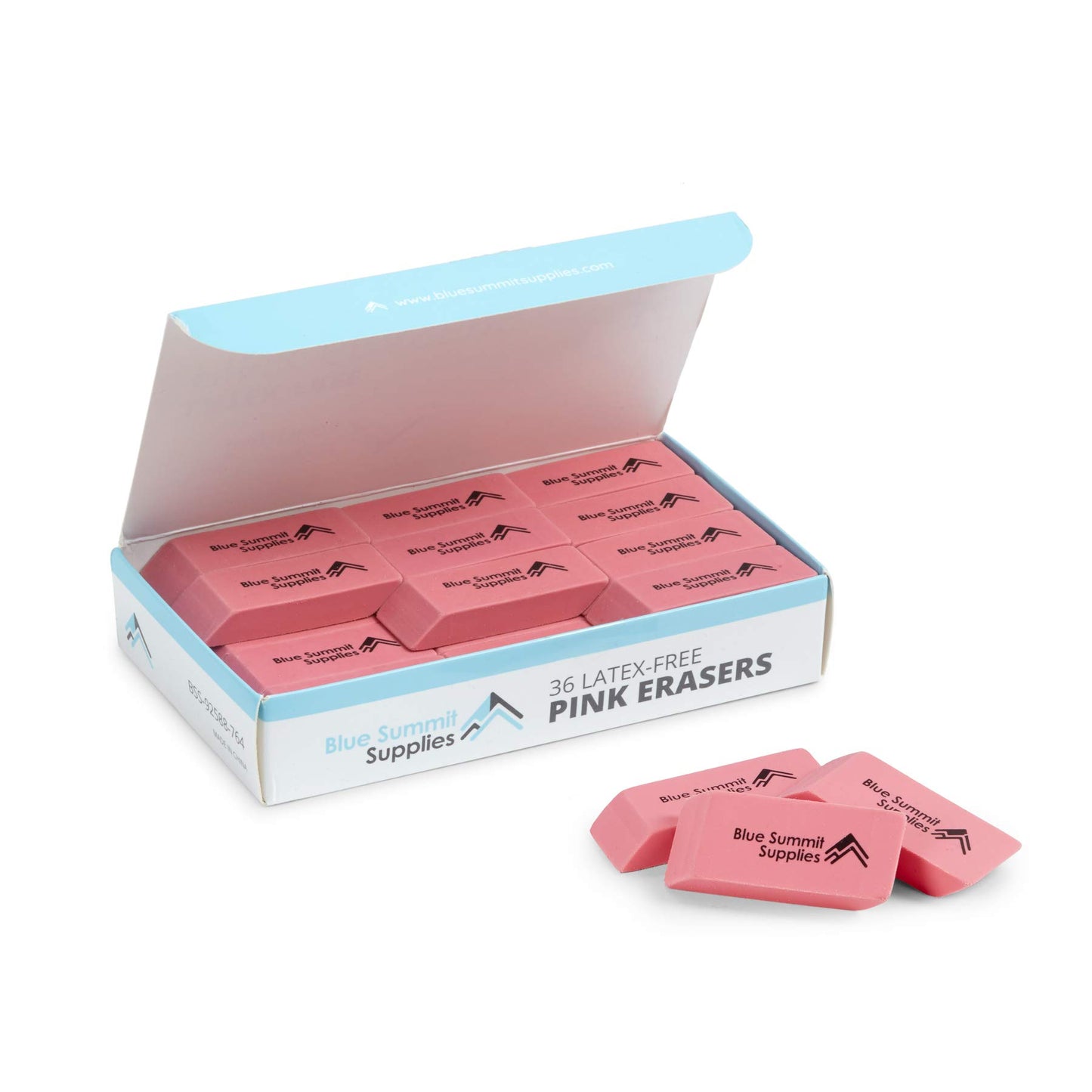 Blue Summit Supplies 36 Pack Pink Erasers, Latex Free, School and Office