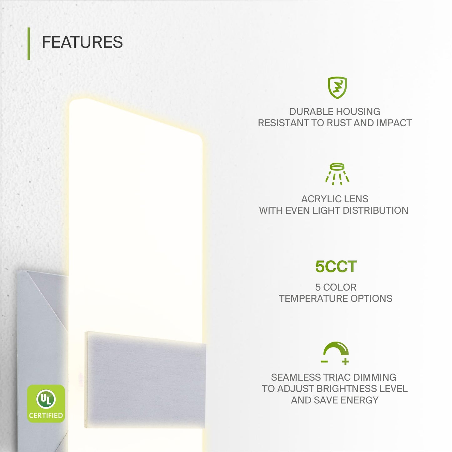 ASD 12 Inch Indoor LED Wall Sconce - 12W 2700K-5000K Dimmable Brushed Nickel Wall Sconce Lights for Living Room, Bedroom, Bathroom, Hallway - Modern