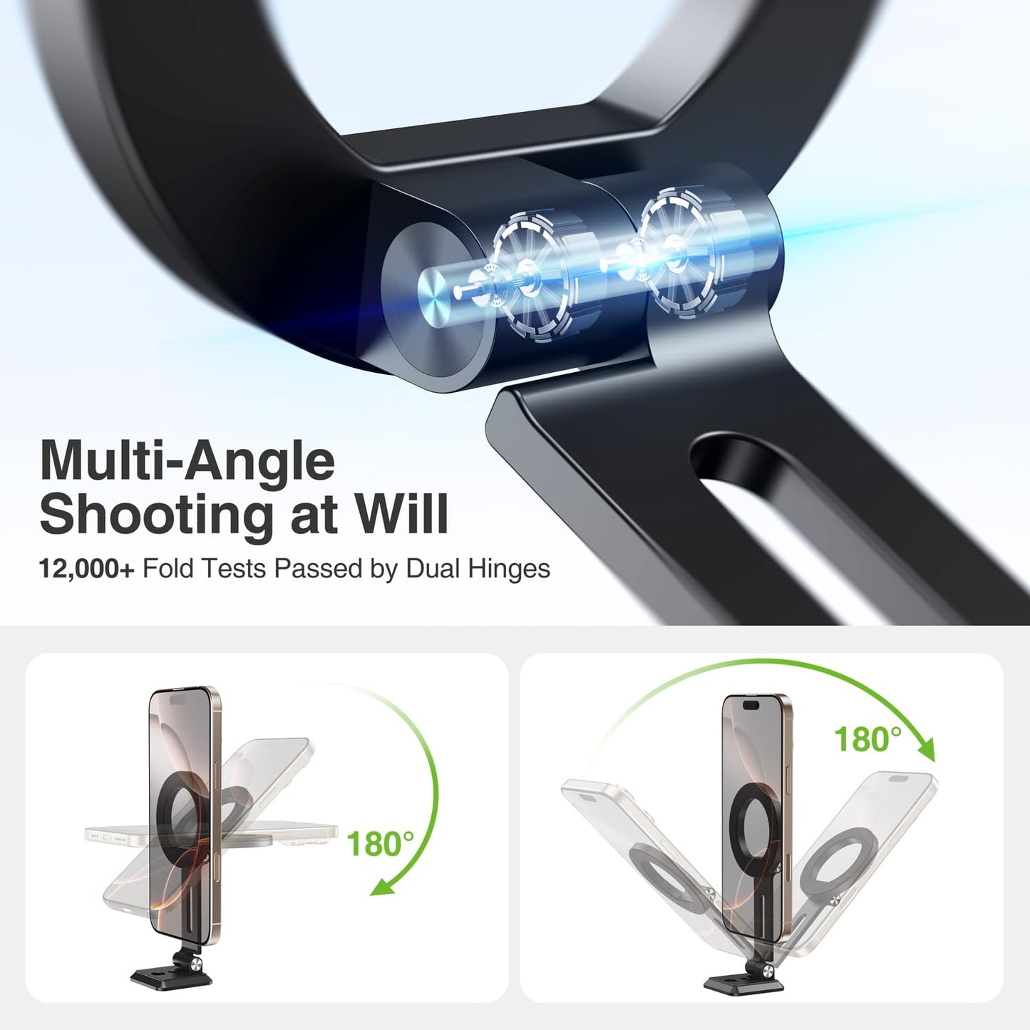 elitehood Aluminum Magsafe iPhone Tripod Mount with Arca Port, Magnetic Phone Mount for Tripod with 1/4" 3/8" Screw Adapter, Cell Phone Holder Stand