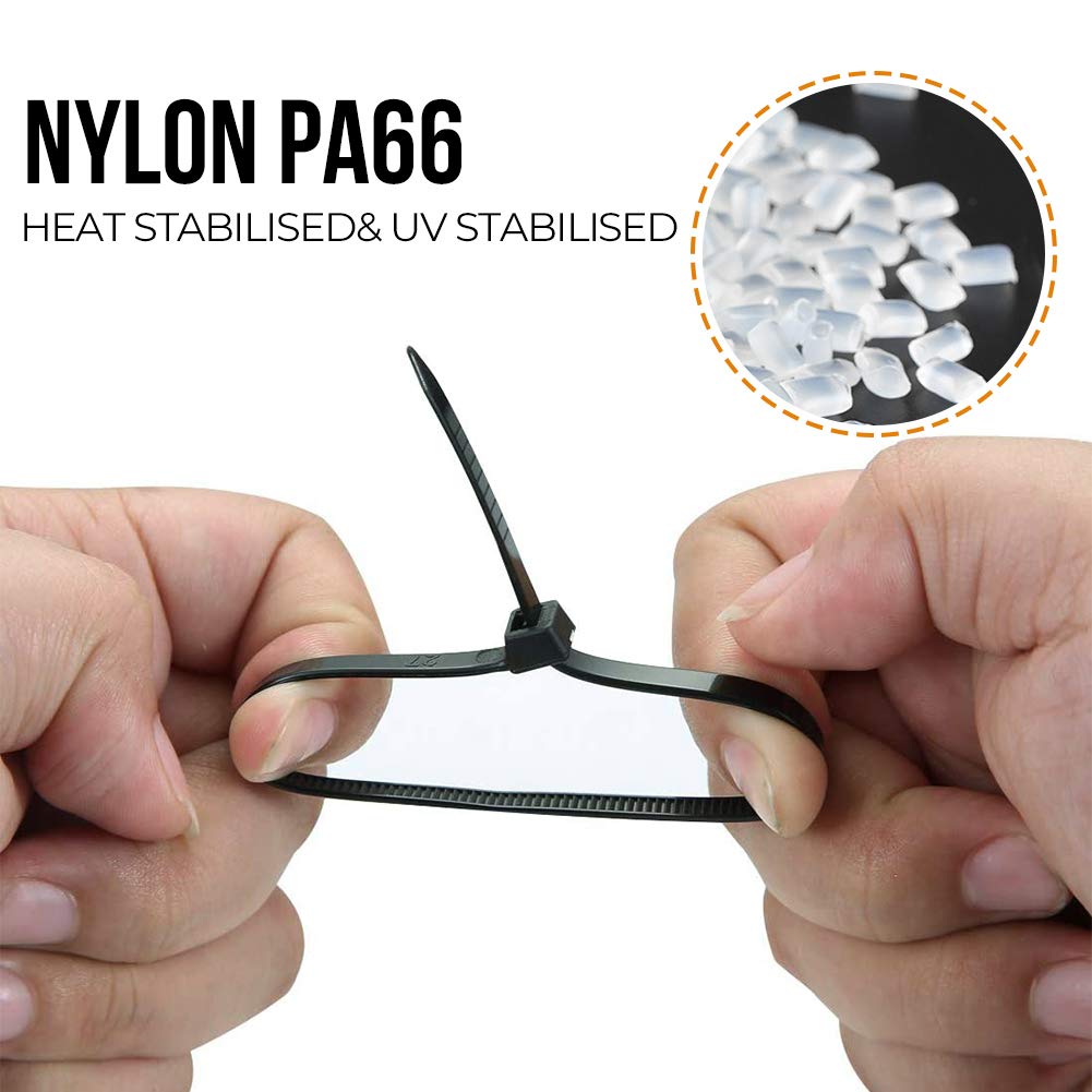 Zip Ties,ON THE WAY 500 Packs Djustable Durable Self Locking 4+6+8+10+12-Inch Width 0.16inch Assorted Size Wire Ties Ultra Strong Durable Nylon Cable