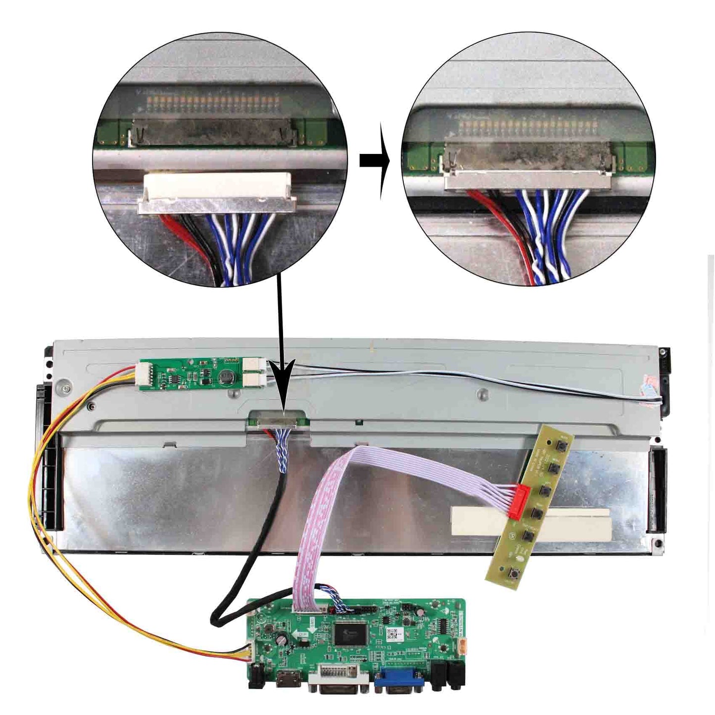 VSDISPLAY DVI VGA Audio LCD Controller Board Work for 14.9inch 1280x390 LTA149B780F 30 PIN LVDS Interface 2CCFL Backlight LCD Screen