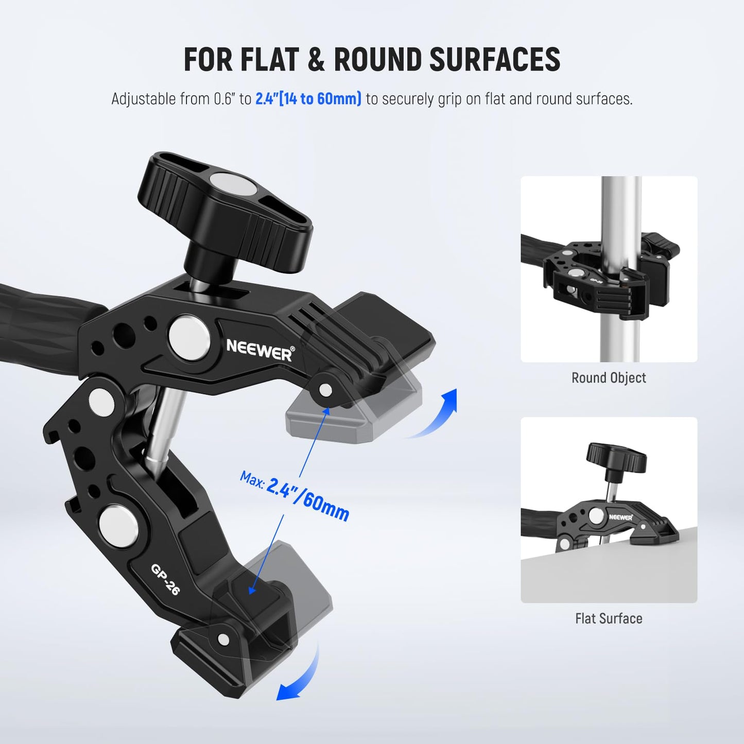 NEEWER GP-26 Action Camera Adapter Mount Kit with Super Clamp, Soft Tube, Phone Holder, Cleaning Cloth, Compatible with GoPro Insta360 DJI iPhone