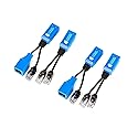 XENOCAM 2 Pair RJ45 Ethernet Cable Combiner/Splitter Sharing Kit 2-in-1 (2 Cameras Over 1 Cable) Cat5e PoE Power/Data Transmission Adapter for 4 x