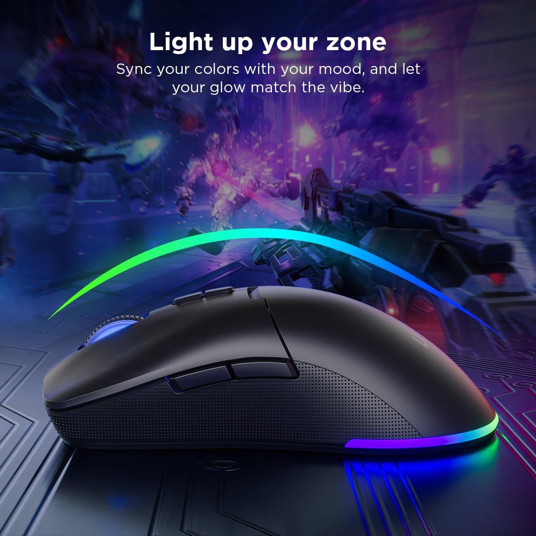 Lenovo Legion M220 Wireless RGB Gaming Mouse, Dual Channel Bluetooth, 2.4Ghz Wireless, USB-C Charging, 5-Level DPI Switch, Symmetrical Medium-Large
