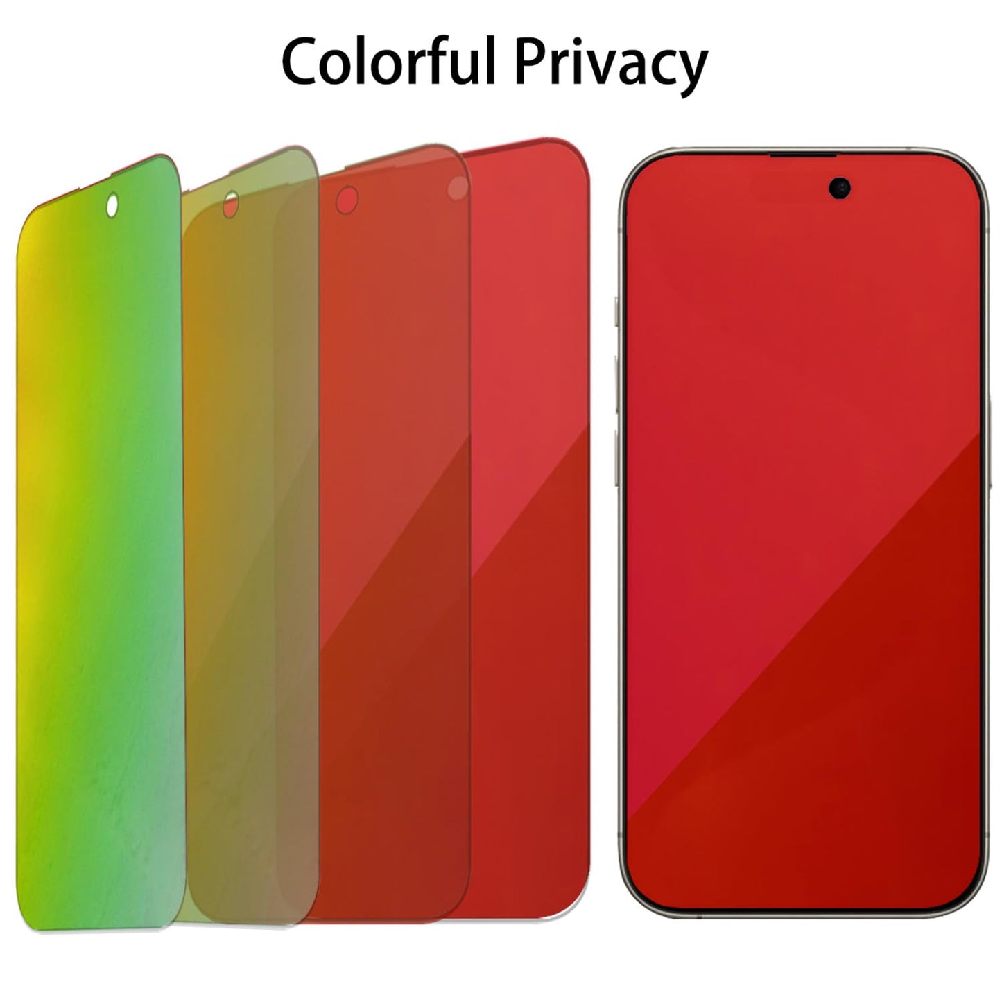 BWEDXEZ 2 Pack Anti-Blue Privacy Tempered Glass for iPhone 15 Pro Max Anti-Spy Screen Protector Anti-Peeping Film Gradient Colorful 6.7 inch