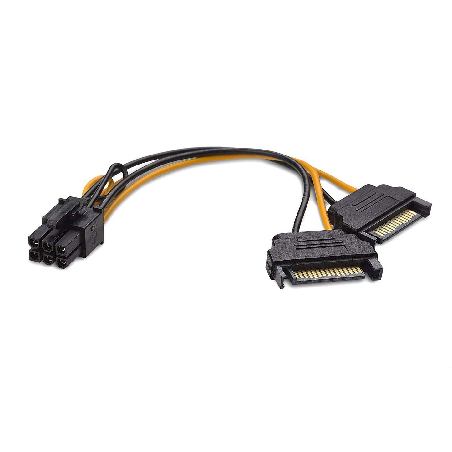 Atneway 6 Pin PCIe to Dual SATA 15 Pin Male Power Cable, 2X 15-Pin SATA Male to 6 Pin PCI-Express Female Video Card Power Adapter Cable (20CM/8inch)