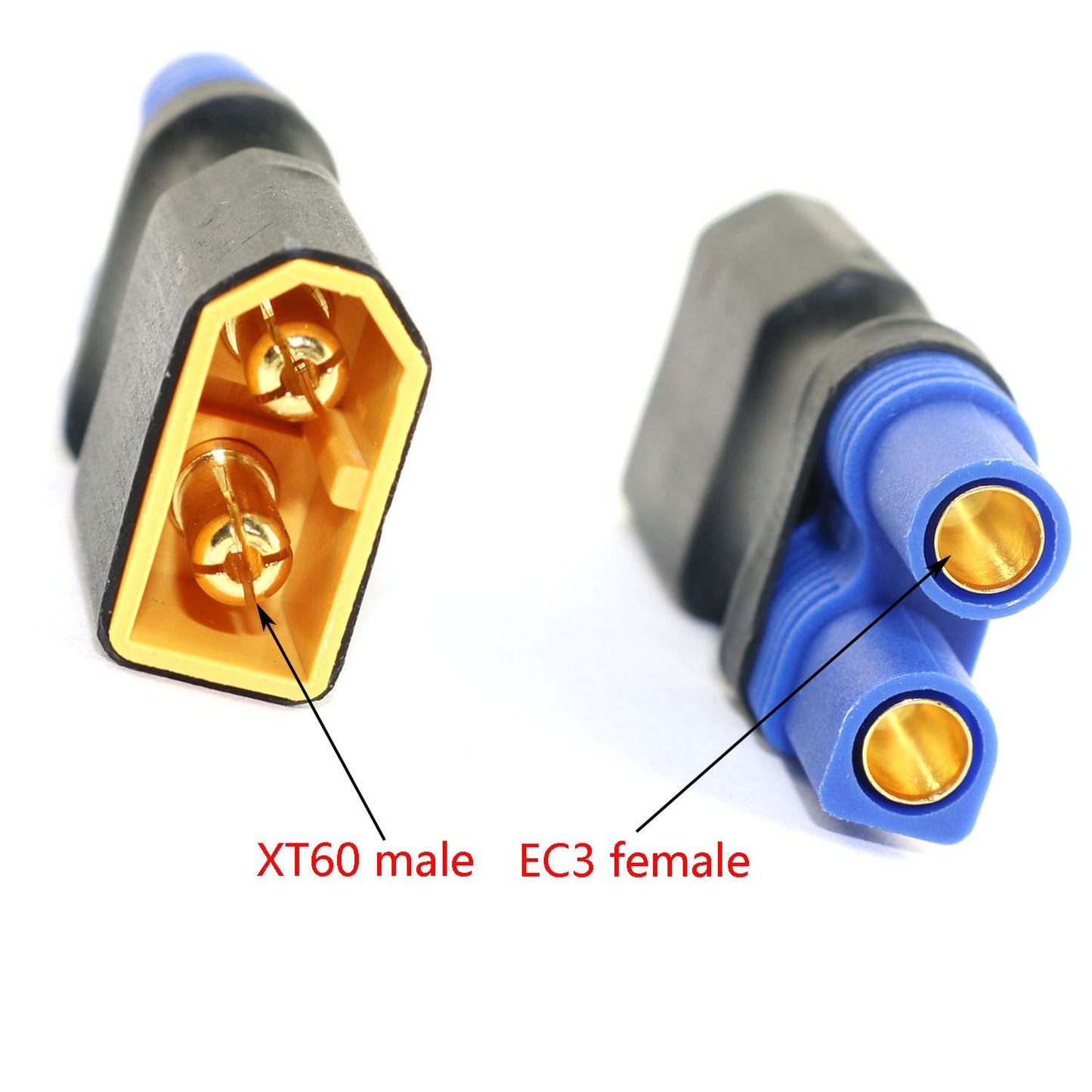 RuiLing 2-Pack XT60 Male to EC3 Female Converter Connector Adapter No Wires