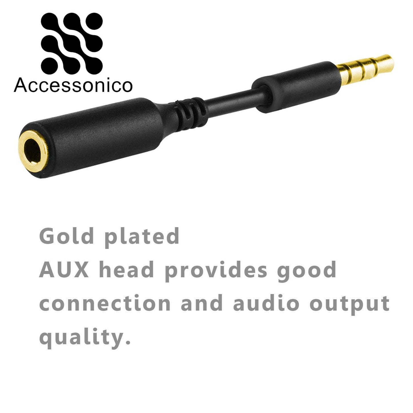 Accessonico 3 Pack Headset Audio Jack Extender, 3.5mm Headphone AUX Extension Adapter for Juice Pack, for Battery Charger Case, Power Case