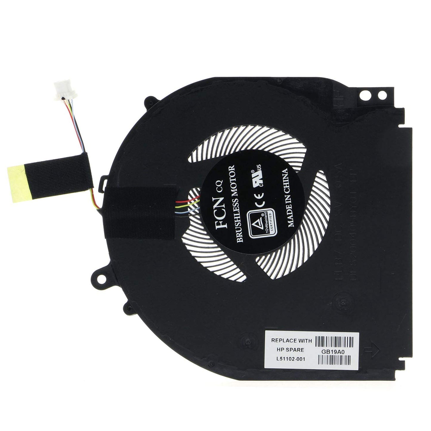 Eieshupug CPU Cooling Fan 3.38 Inches, 2.5W, 4531RPM, 5V DC, 4-Pin, For HP Pavilion X360 14-DH, 14-DH1036TX, 14M-DH, 14M-DH0003DX, L51102-001