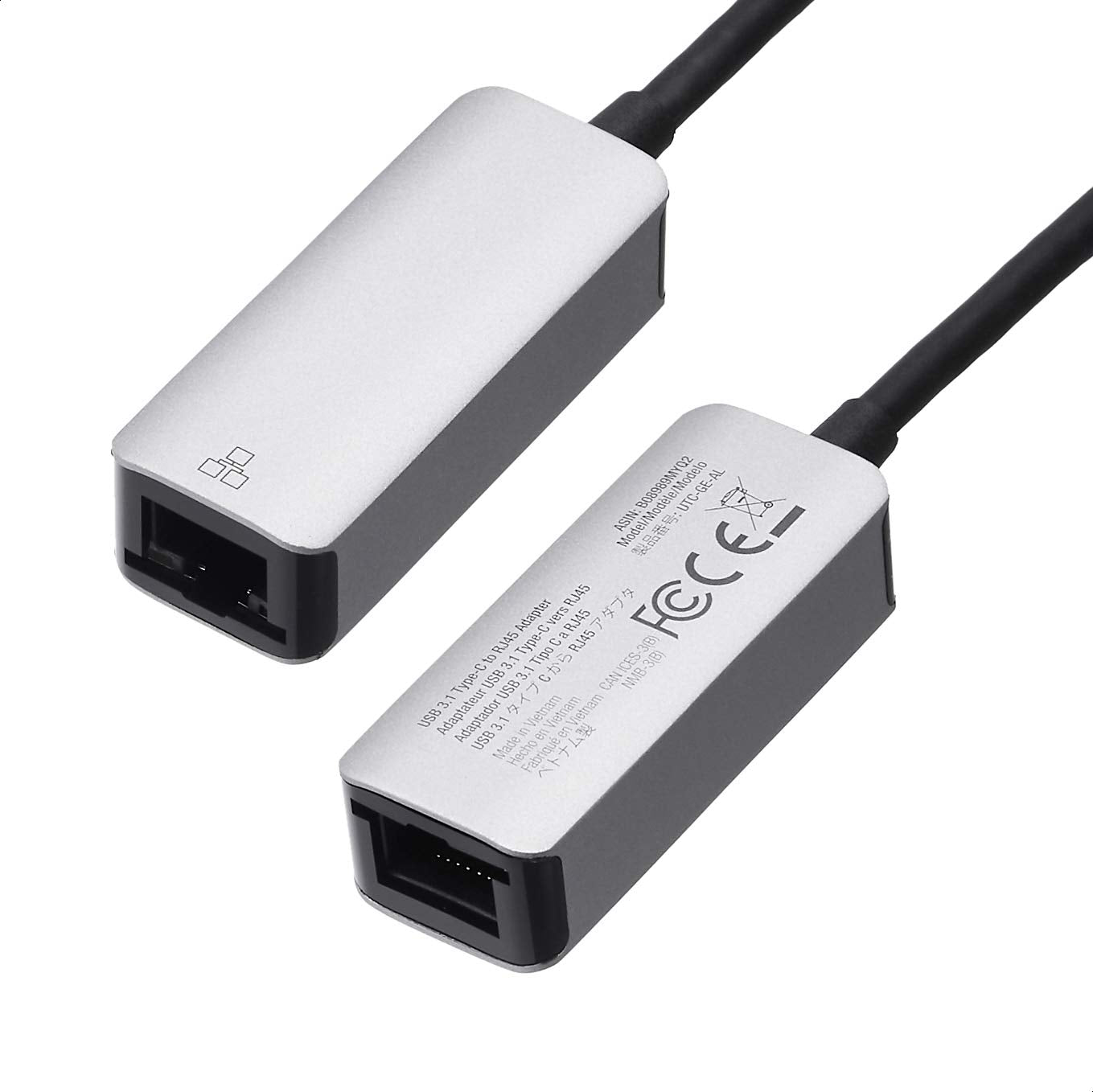 Amazon Basics Aluminum USB-C to RJ45 Gigabit Ethernet Adapter, Portable, Fast Network, Grey, 2.07 x 0.81 x 0.6 inches