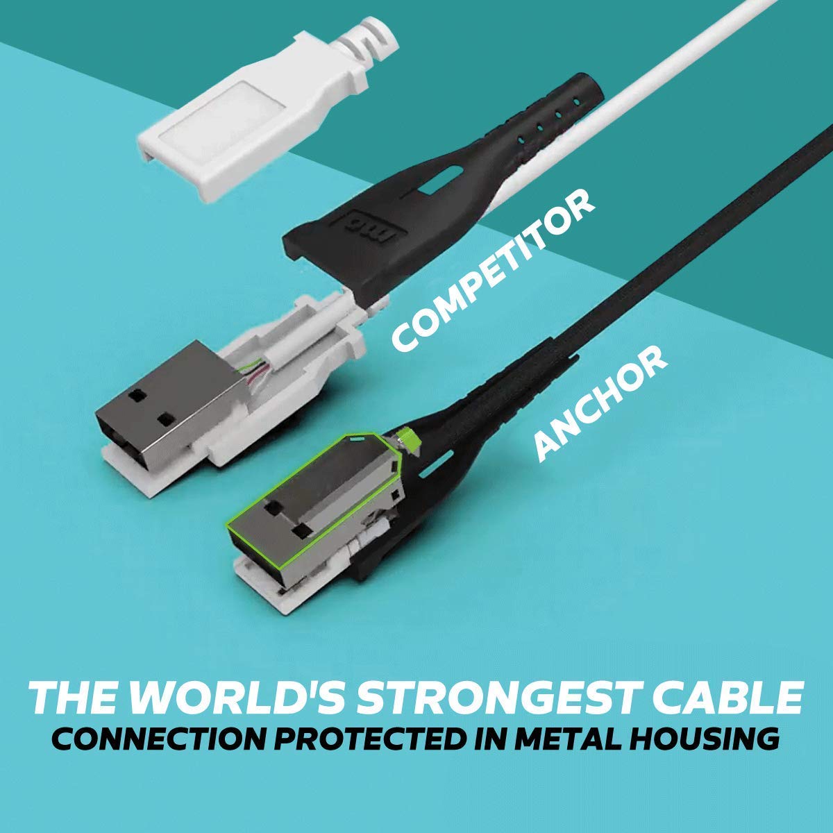 Mobile Outfitters - Anchor Cable USB-A to Lightning - Heavy Duty Charger - iPhone and iPad Charger - 1.5m - 30x Stronger Than Original Cables, Ideal…
