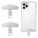 MoKo 2 Pack Metal Phone Tether Tabs, Rotatable 360° Phone Lanyard Patch, Triangle Tether Tab for Most Full Coverage Cases, Universal Cellphone Strap