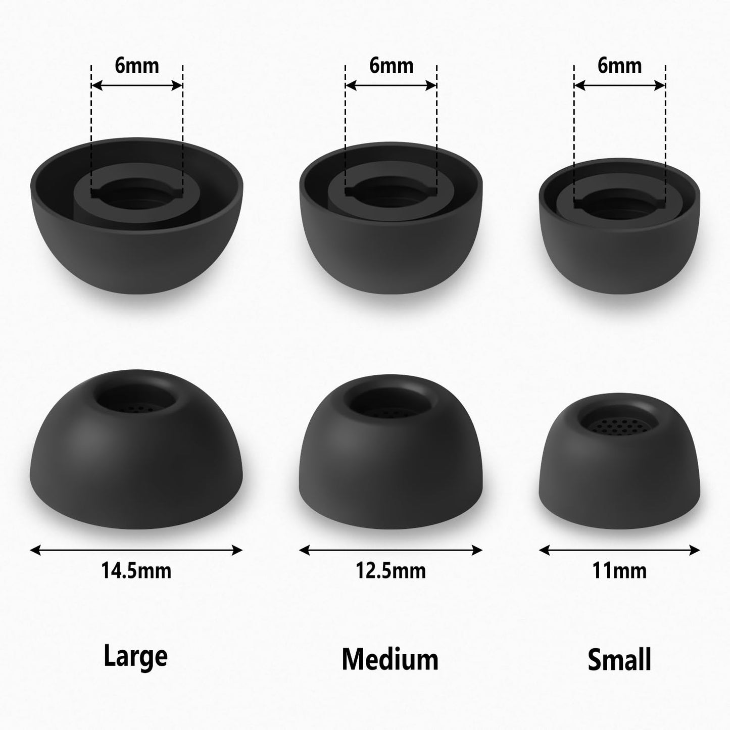 Geiomoo Silicone Ear Tips for Samsung Galaxy Buds 3 FE, Replacement Eartips Earbuds Earpads (Black,L/M/S)