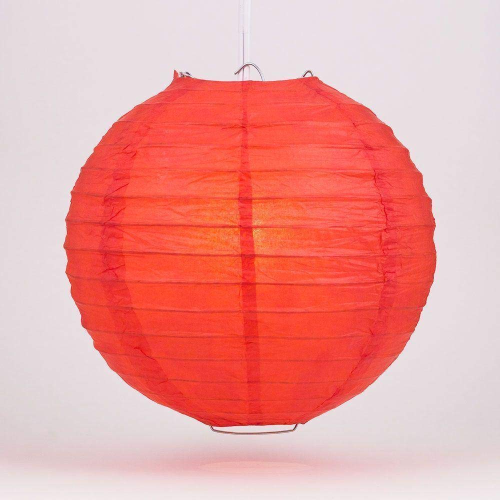 Quasimoon PaperLanternStore Decorative Paper Lantern - (10-Pack, 4-Inch, Red, Even Ribbing) Round Paper Lanterns - Ideal Wedding and Party Decor or
