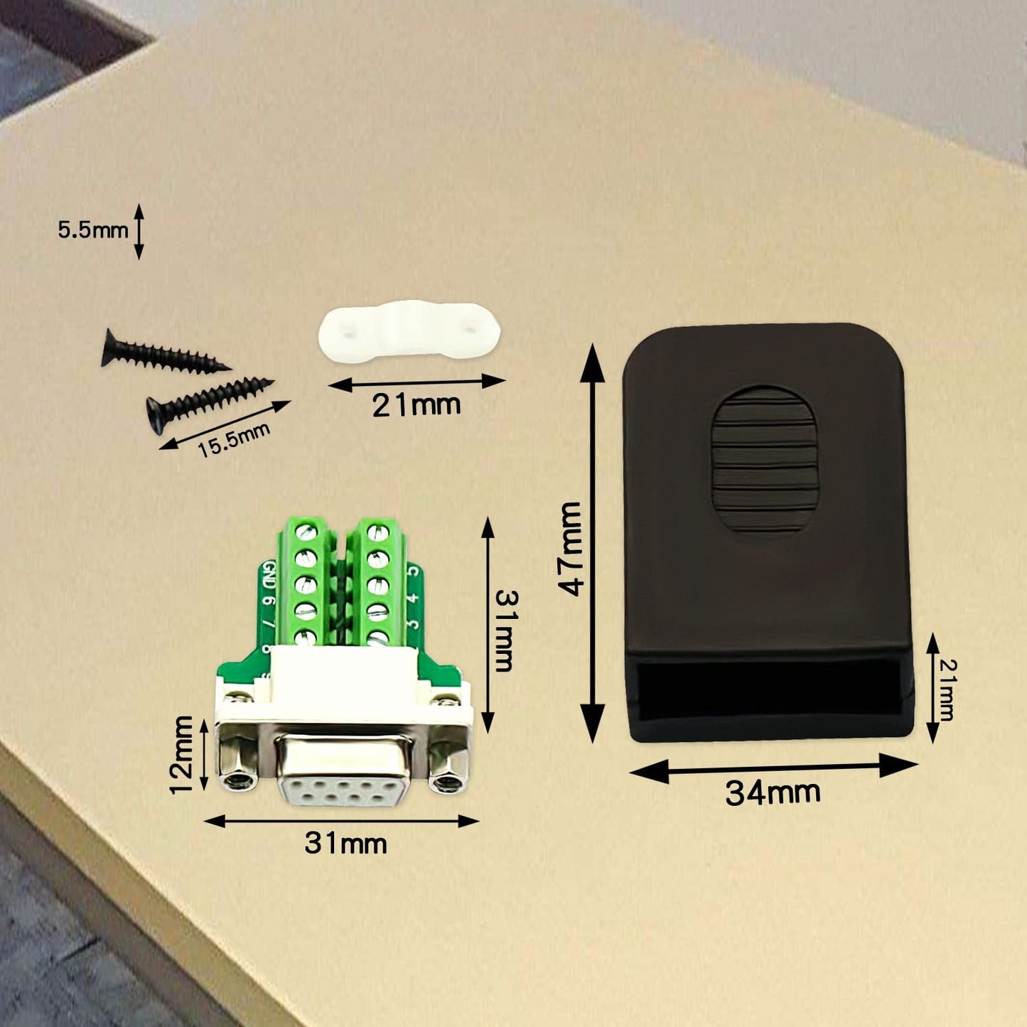 CenryKay DB9 Solderless Connector?2PCS DB9 Female Breakout Connector 9-pin Port Terminal Female Connector Breakout with Nut