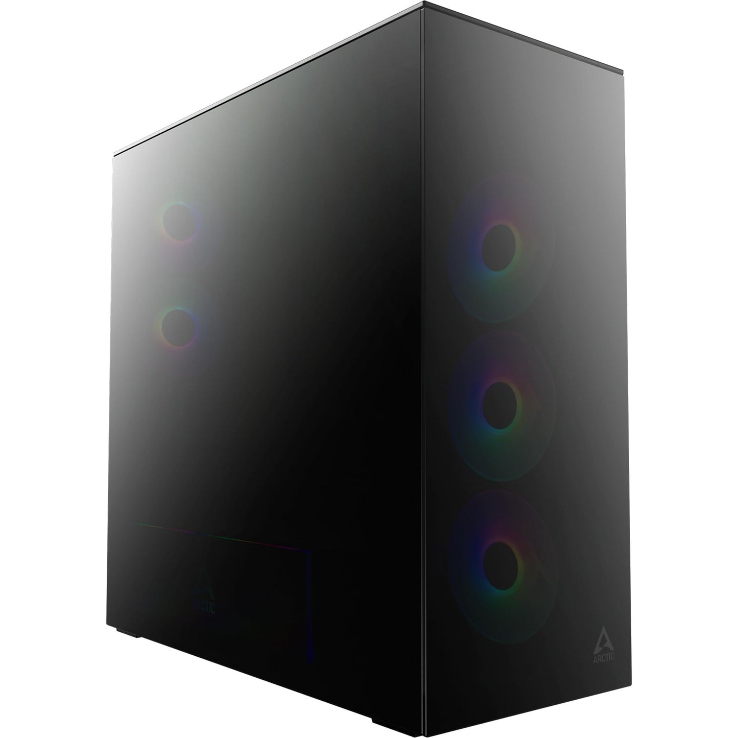 ARCTIC Xtender (Mirror Black) - PC Case, Mirrored Glass, 2 x 420 mm Radiator Support, Full Tower, Big Tower, E-ATX, 5X A-RGB Fans pre-Mounted - Black