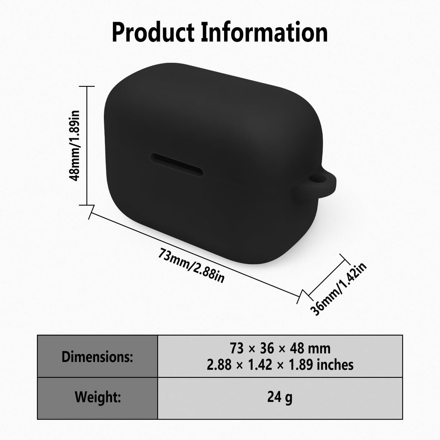 Geiomoo Silicone Cover for Anker Soundcore AeroClip Case, Soft Flexible Scratch Resistant Protective with Carabiner (Black)