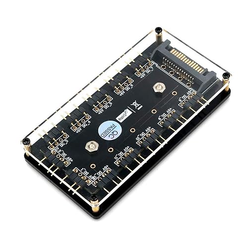 Mustpoint 12 Way 5V RGB LED Splitter Hub with PMMA Case and Magnetic Standoff for ASUS/MSI 5V 3Pin LED Controller with PMMA Case and Magnetic Standoff