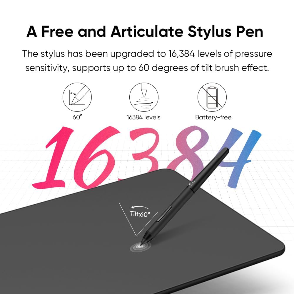 XPPen Deco 01 V3 10x6 Drawing Tablet, 16K Battery-Free Stylus, 8 Keys
