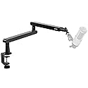 VIVO Low Profile Broadcast/Podcast Microphone Boom Arm Stand with 3/8 and 5/8 inch Screw Adapter, Heavy Duty Desk Mount, Professional Mic Stand with