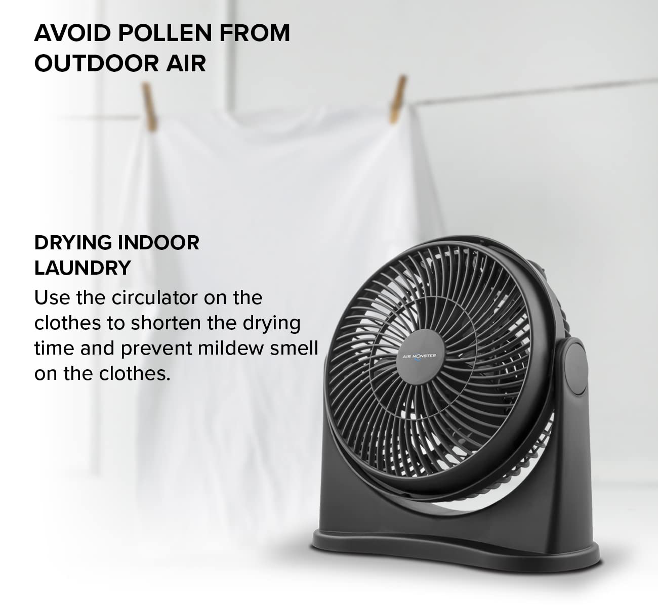 Air Monster 15655 High Velocity Personal Desk Fan, 8 Inch, Black
