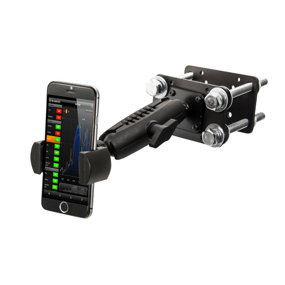 ARKON Mounts RoadVise Forklift Front Guard Phone Mount | Holds Phones 4" Wide | Fits Forklift Pillars and Front Guards | Adjustable 3.75" Shaft |