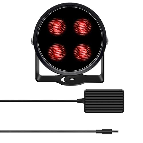 ?4 LED Waterproof ? IR Illuminator 90 Degree Wide Angle Long Range Infrared Light, 80ft 850nm IR Flood Lights with Power Adapter for Night Vision CCTV