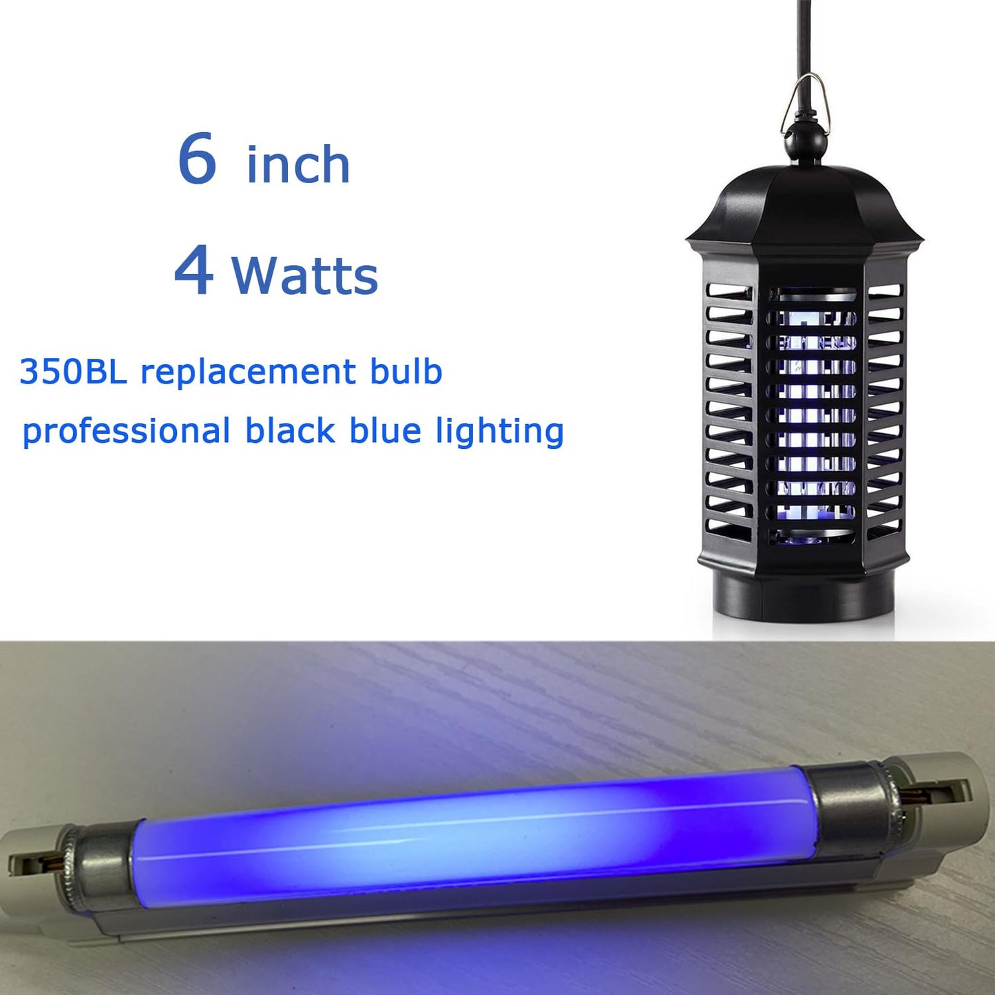Accway 6'' F4T5/BL Fluorescent Bulb 4Watt 350BL,F4W Black Blue Light Lamp,FL4NL- T5 Linear Tube -G5 Mini Bi Pin Base (4pack)