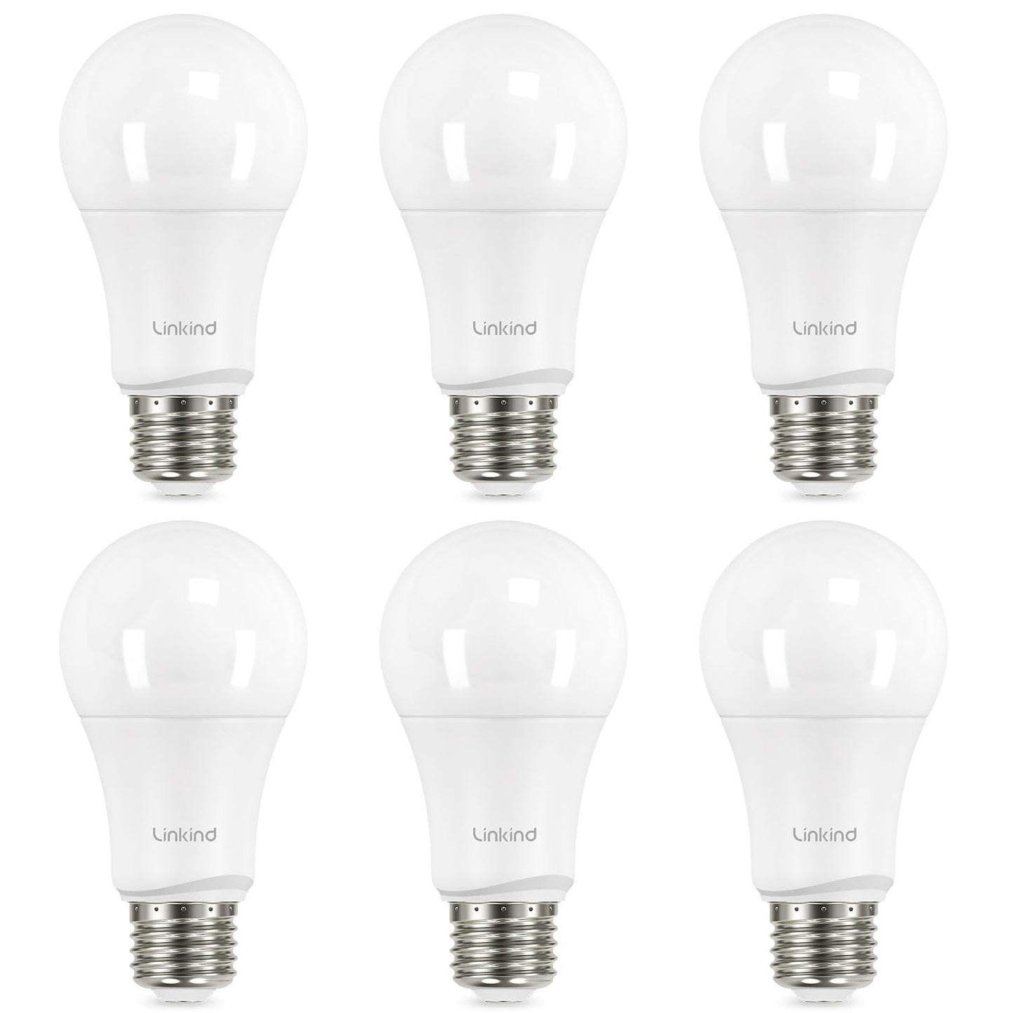 Linkind A19 LED Light Bulbs, 75 Watt Equivalent Dimmable Light Bulbs, E26 Base, 2700K Soft White, 13W 1100 Lumens, UL Listed FCC Certified, Lighting