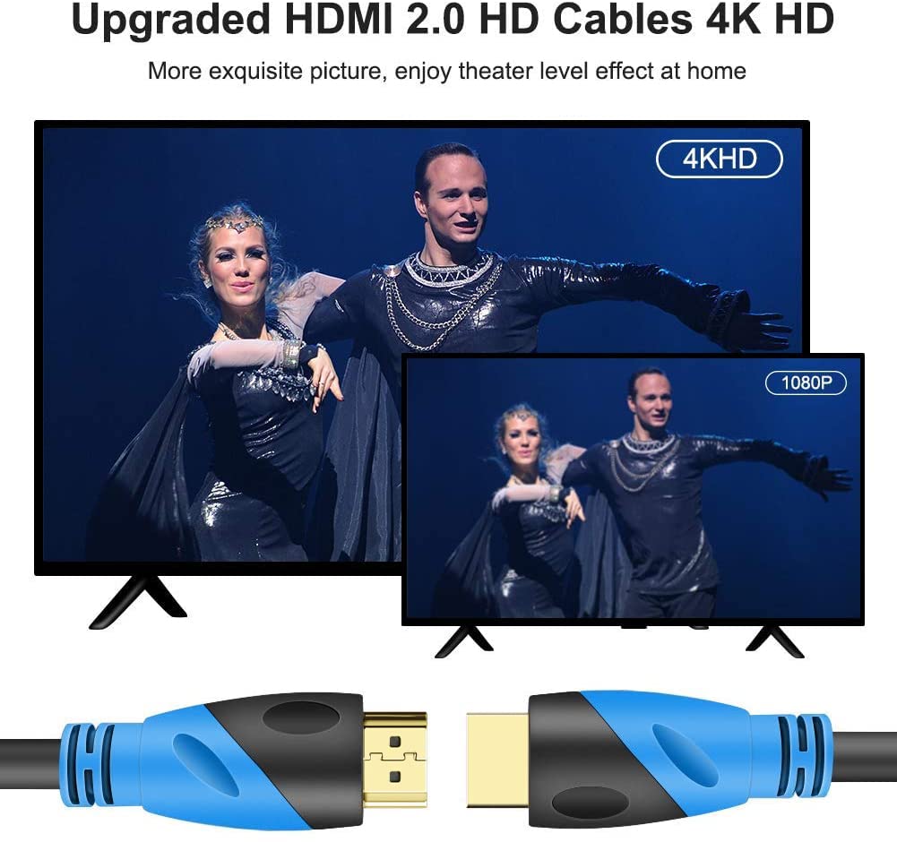 Rommisie 4K HDMI 100 FT Cable (HDMI 2.0,18Gbps) Ultra High Speed Gold Plated Connectors,Ethernet HDMI Cord, 4K@60HZ 2K 1080P 3D ARC Compatible