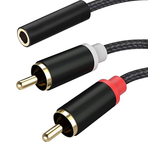 Froggen 3.5mm Female to 2 RCA Male Stereo Cable, 3.5mm to RCA Bi-Directional AUX Auxiliary Y Cable Gold Plated Adapter Compatible for TV,Smartphones