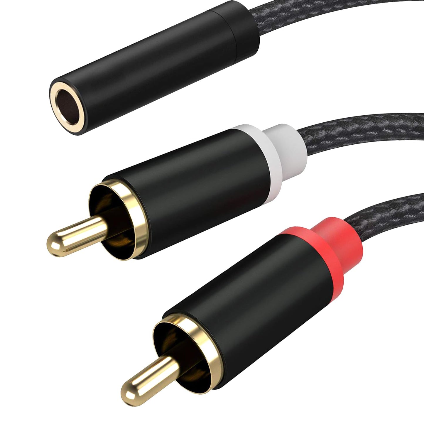 Froggen 3.5mm Female to 2 RCA Male Stereo Cable, 3.5mm to RCA Bi-Directional AUX Auxiliary Y Cable Gold Plated Adapter Compatible for TV,Smartphones