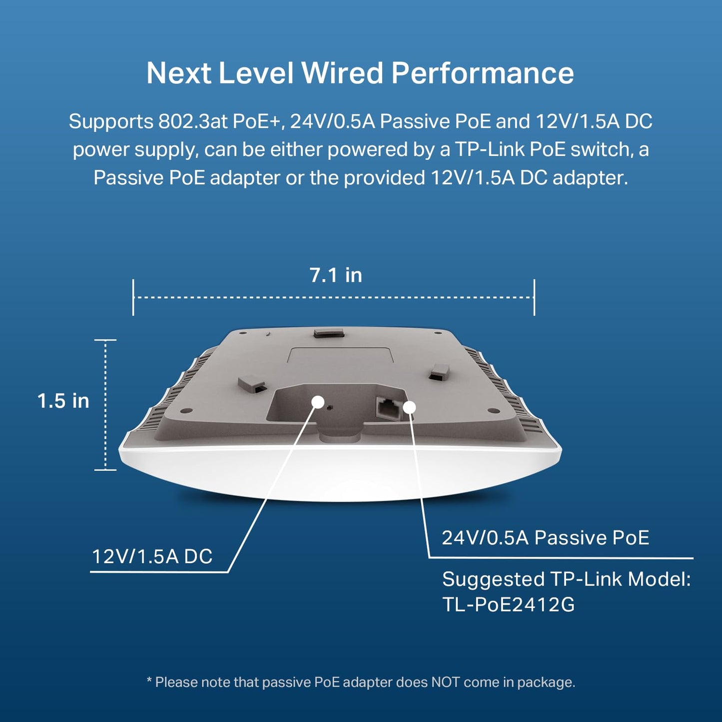 TP-Link EAP223 w/No Adapter Omada AC1350 Gigabit Wireless Access Point Business WiFi Solution w/Mesh Support, Seamless Roaming & MU-MIMO PoE Powered