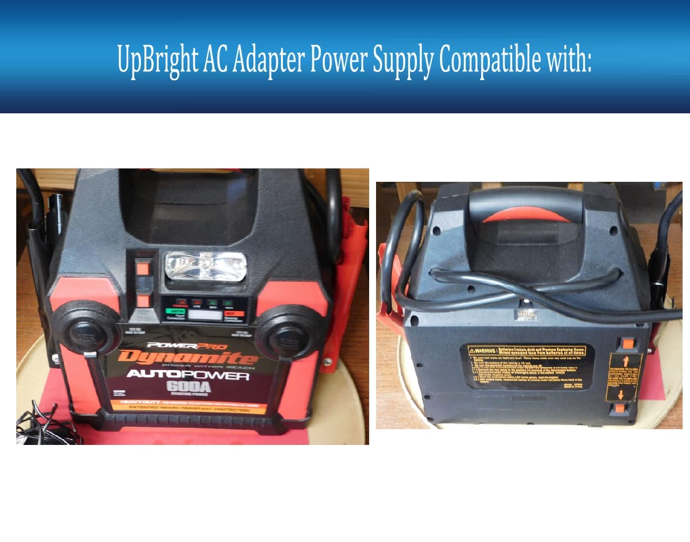 UpBright 12V AC/DC Adapter Compatible with Quipp PowerPro Dynamite AutoPower Power Pro Auto DP600 600A DP300 300A 12 Volt Starting Jump Pack Jumper…