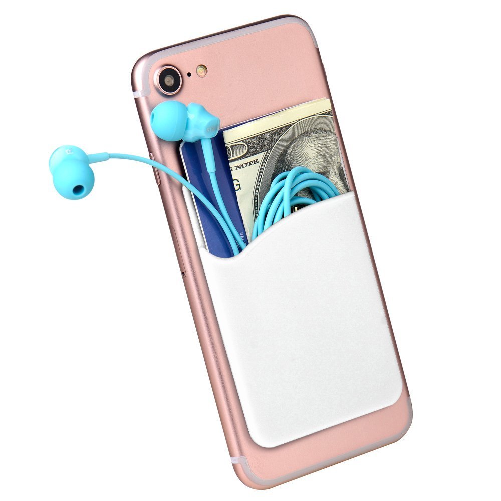 YWXTW Silicone 3M Adhesive Stick-on Wallet for Credit Card, Ultra-Slim Id Holder Wallet Pouch Sleeve Pocket for Smartphones (iPhone/Android/Samsung