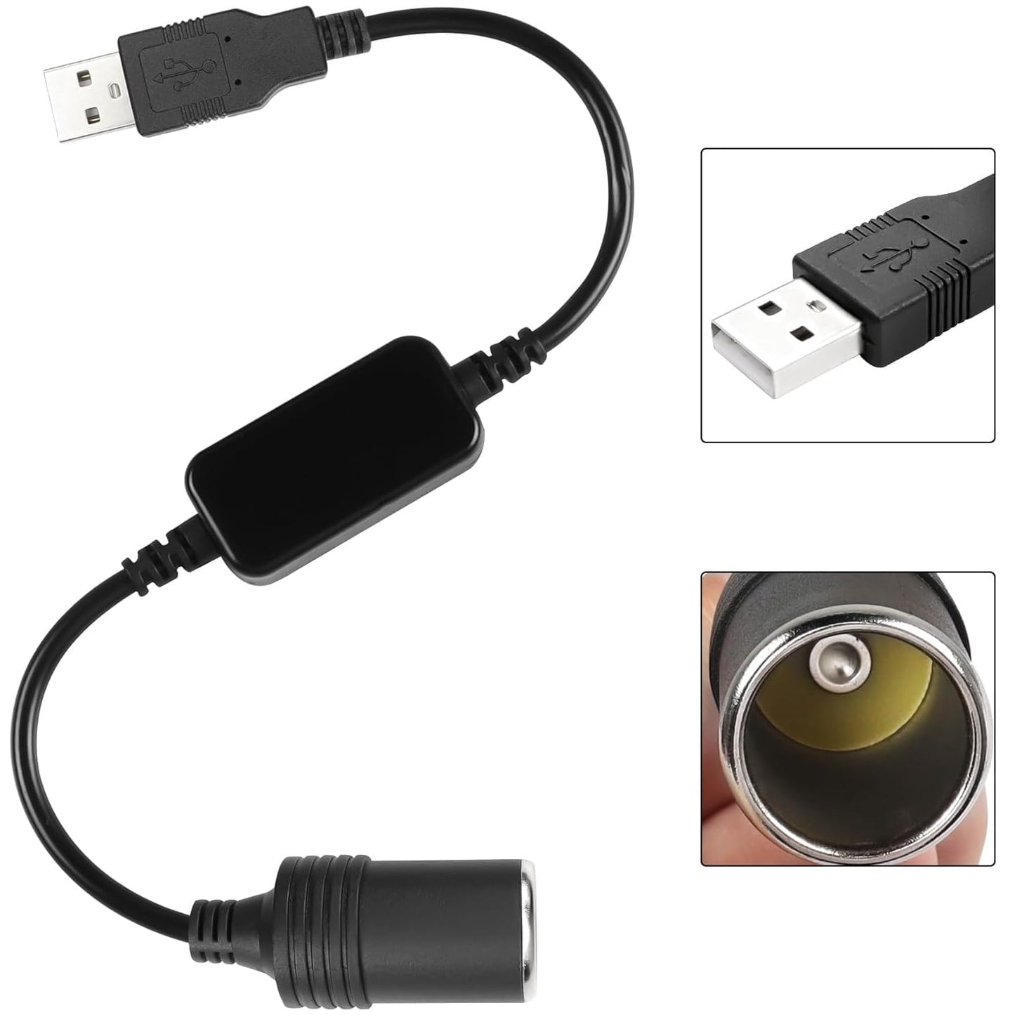 USB A Male to 12V Car Cigarette Lighter Socket Female Power Converter USB to Cigarette Lighter Converter