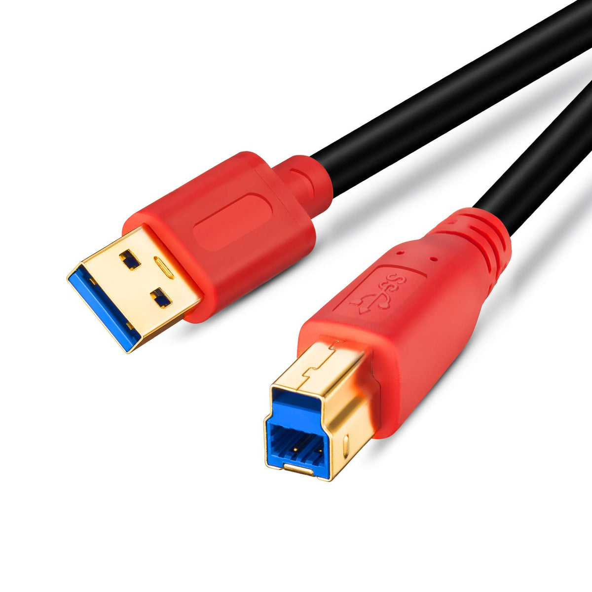 Tan QY USB 3.0 Cable A Male to B Male 1Ft, Type A to B Male Compatible with Hard Disk Drive,Printers,Scanner,USB Hub,Monitor and More (0.3M/1Ft)