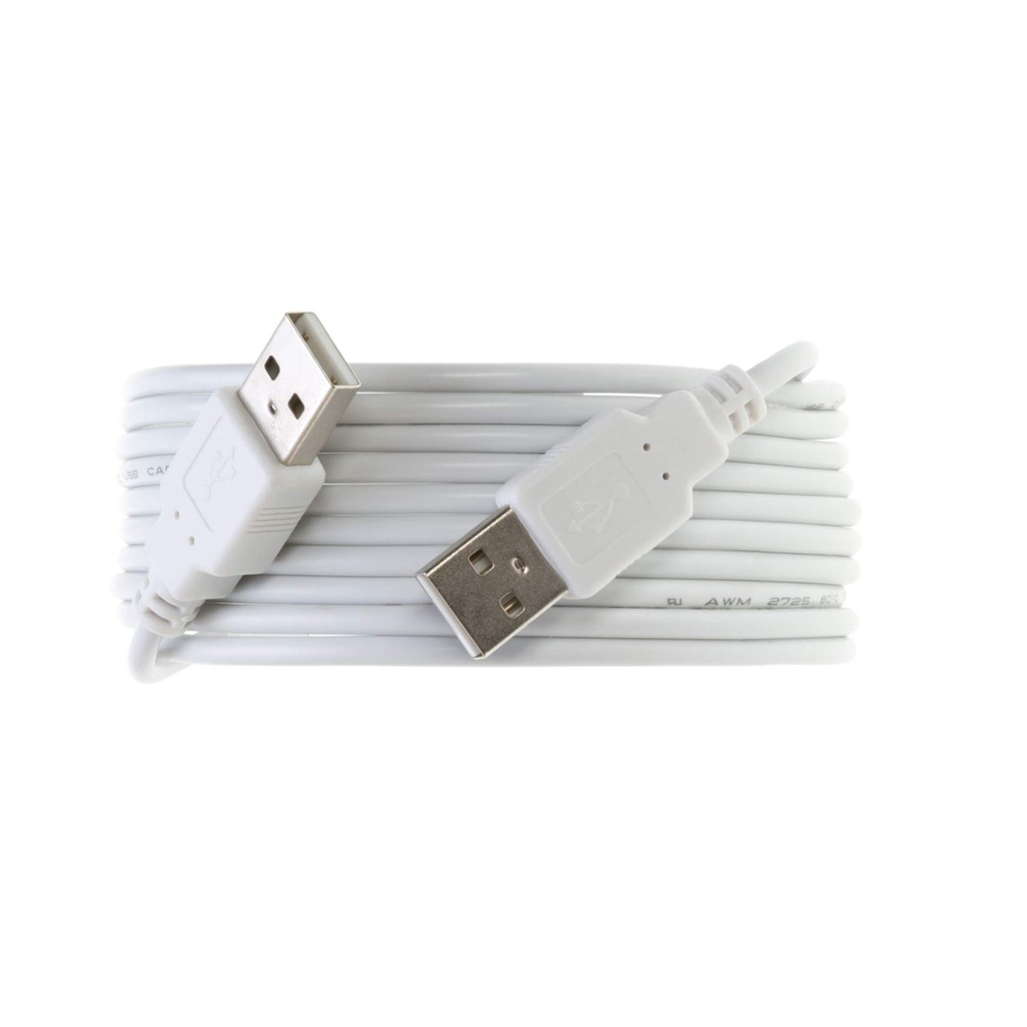 USB 2.0 Type Cable A Male to A Male Black/White 3Ft, 6Ft, 10Ft, 15Ft (10FT, White)