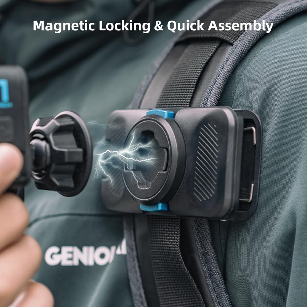 SUREWO 360° Rotation Magnetic Quick Release Backpack Clip Mount Compatible with Gopro Hero 13,12,11,9,8,7,6,5,DJI Osmo Action 6/5 pro/4/3 and More