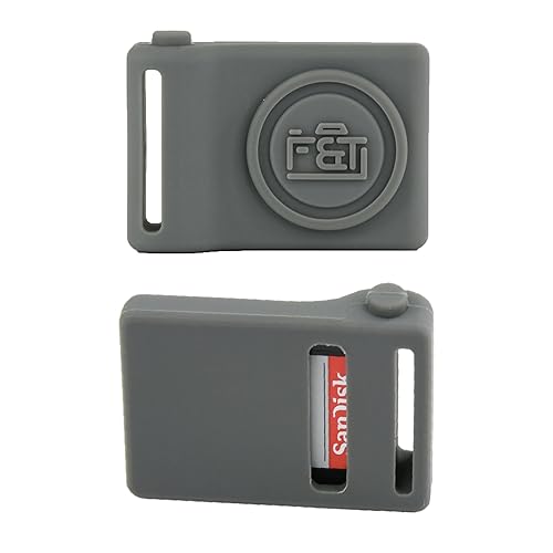 Foto&Tech Silicone SD Memory Card Holder Sleeve, Mini Camera-Shaped SD Card Storage, Camera Strap Mountable, Lug Ring Compatible, Gift