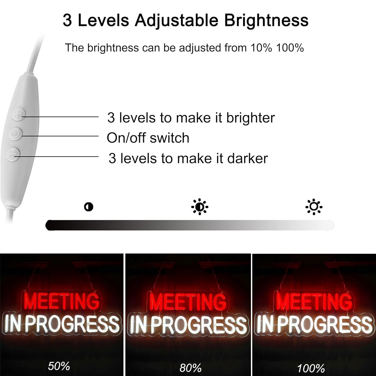 Meeting in Progress Neon Sign,Do Not Disturb In Session Office Neon Light Sign for Game Room Hotel Office Business Meeting Decor