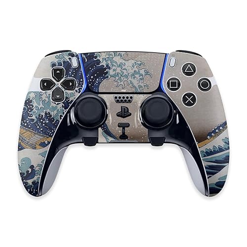MightySkins Skin Compatible with PS5 DualSense Edge Controller - Great Wave of Kanagawa | Protective, Durable, and Unique Vinyl Decal wrap Cover |