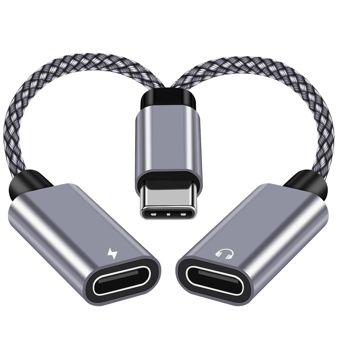 NCGGY USB C Splitter 1 in 2 Out,Hi-Fi Audio Adapter,Dual USB C Headphone and Charger Adapter Support Call PD 60W Charge, Compatible with i-phone15