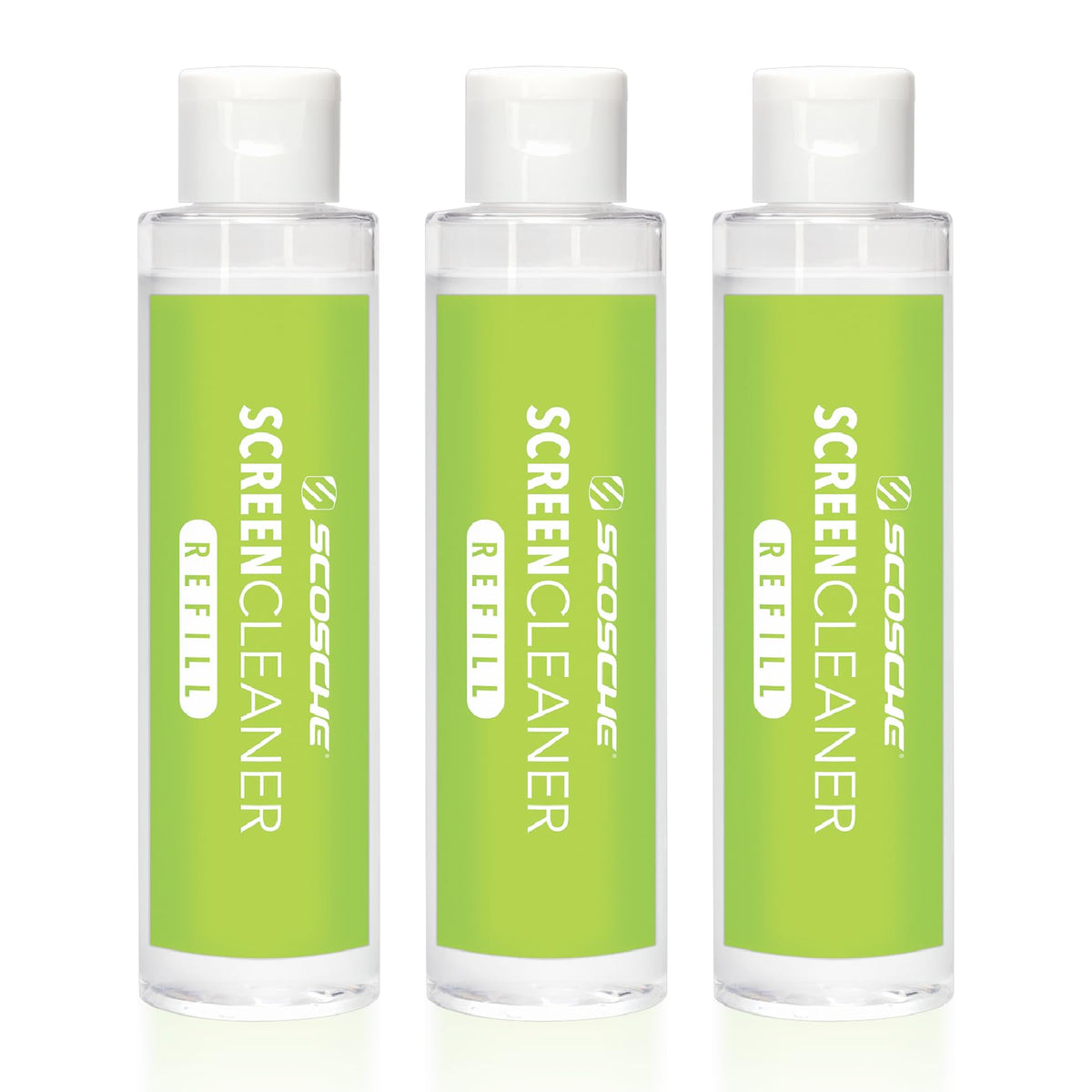 Scosche SCOCLNR Refill Bottles for Streak-Free Electronic Screen Cleaner Spray and Wipe Cleaning Kit for TV, Computer, Phone, iPhone, iPad, Laptop, MacBook, Car Touchscreen, 3 Pack of Refills