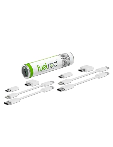 FuelRod One USB-C Portable Charger Kit, with an Extra Set of Cables & Adaptors, Compatible with All Tablets, Smart Phones, Rechargeable Backup Power
