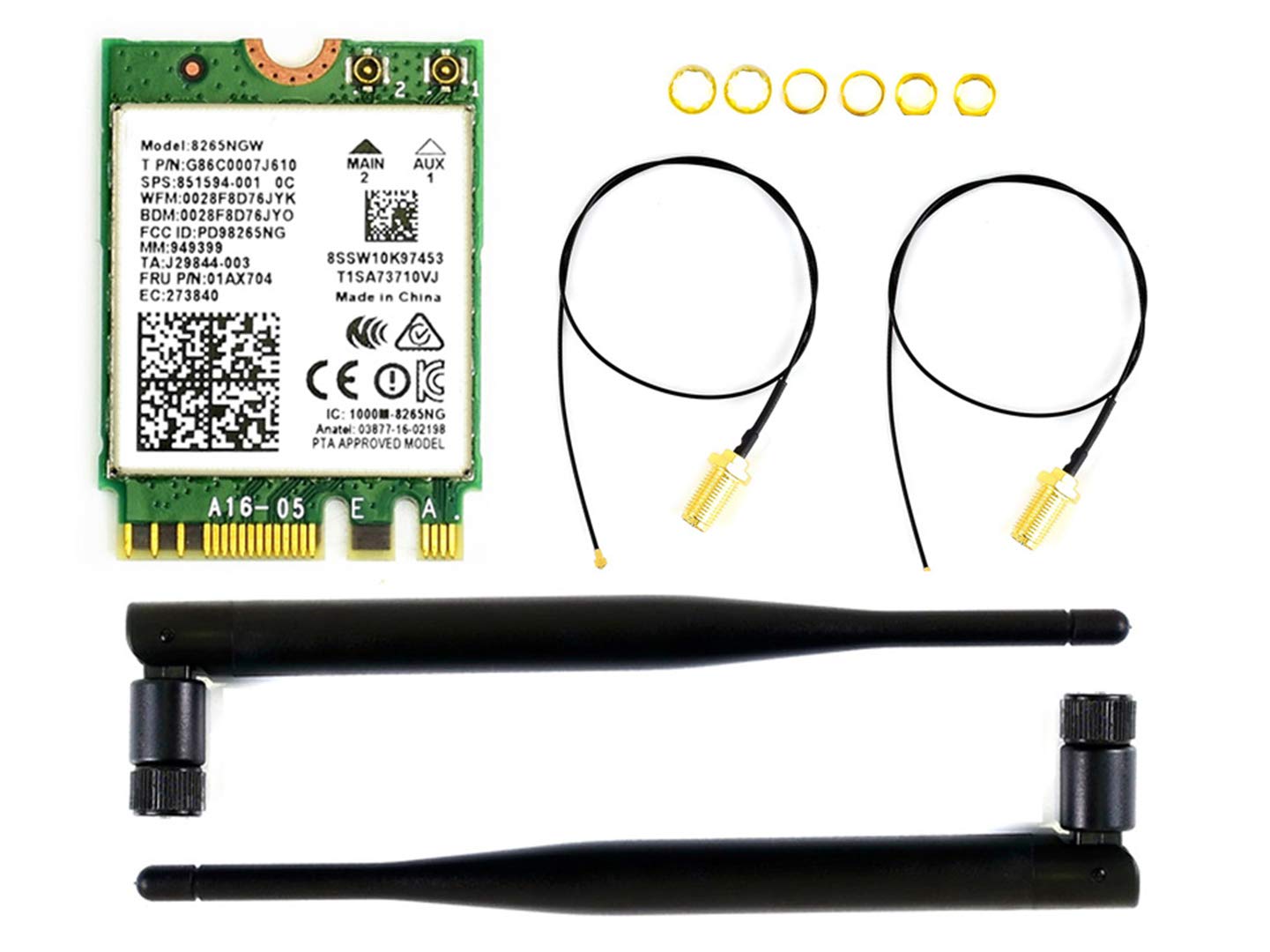 Wireless-AC8265 Dual Mode AC8265 Wireless NIC Module for Jetson Nano Developer Kit B01/A02, Support 2.4GHz/5GHz 300Mbps/867Mbps Dual Band WiFi