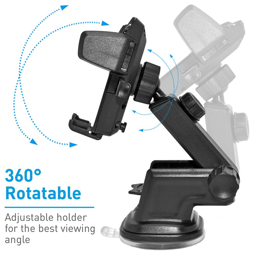 NEM Universal Car Phone Mount Holder - Adjustable Cradle for Windshield & Dashboard, Anti-Slip Base, Compatible with iPhone, Samsung Galaxy, Android