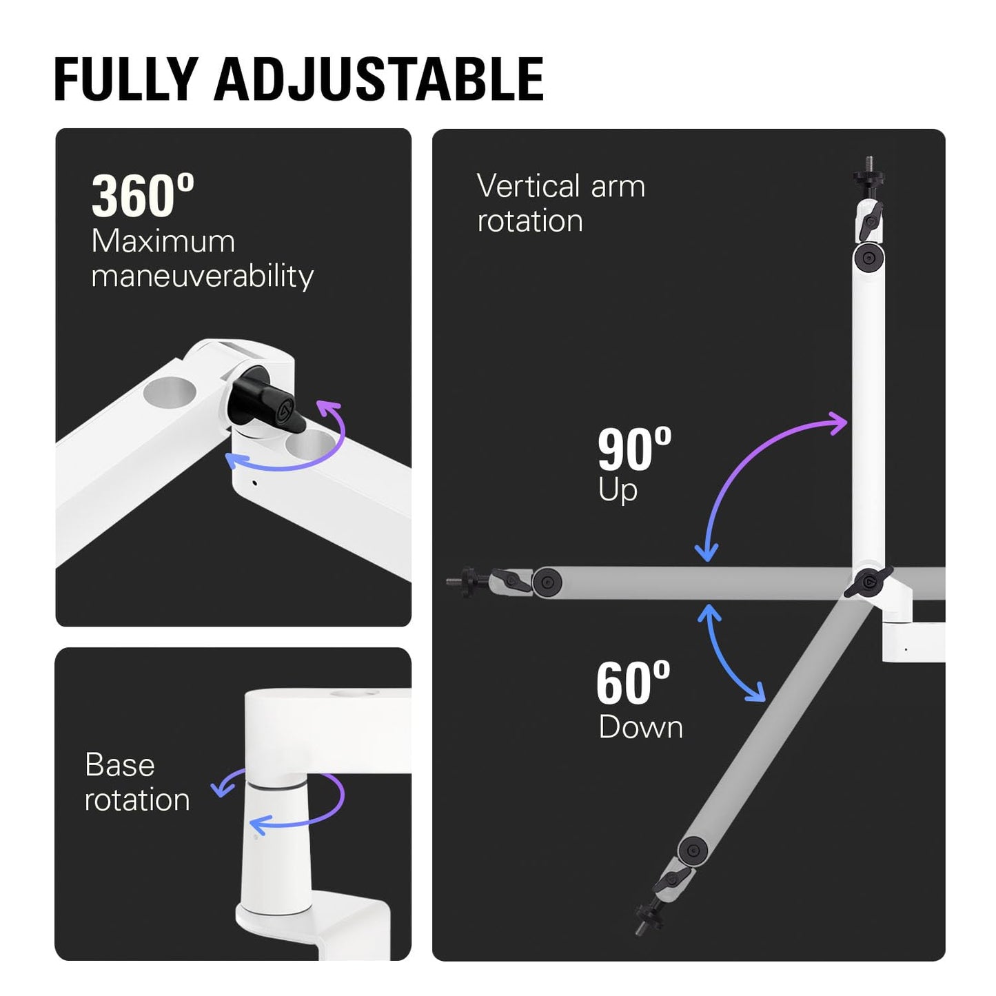 Elgato Wave Mic Arm LP White - Premium Low Profile Microphone Arm with Cable Management, Desk Clamp, Versatile Mounting and Fully Adjustable, perfect