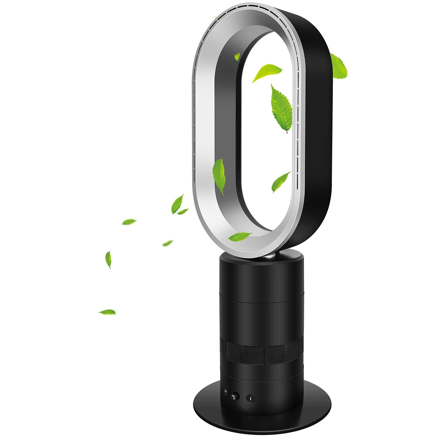 HealSmart 27 Inch Bladeless Tower Fan with Timing Closure and Remote Control, Low Noise Air Circulator Floor Fan for Home and Office Use, Adjustable